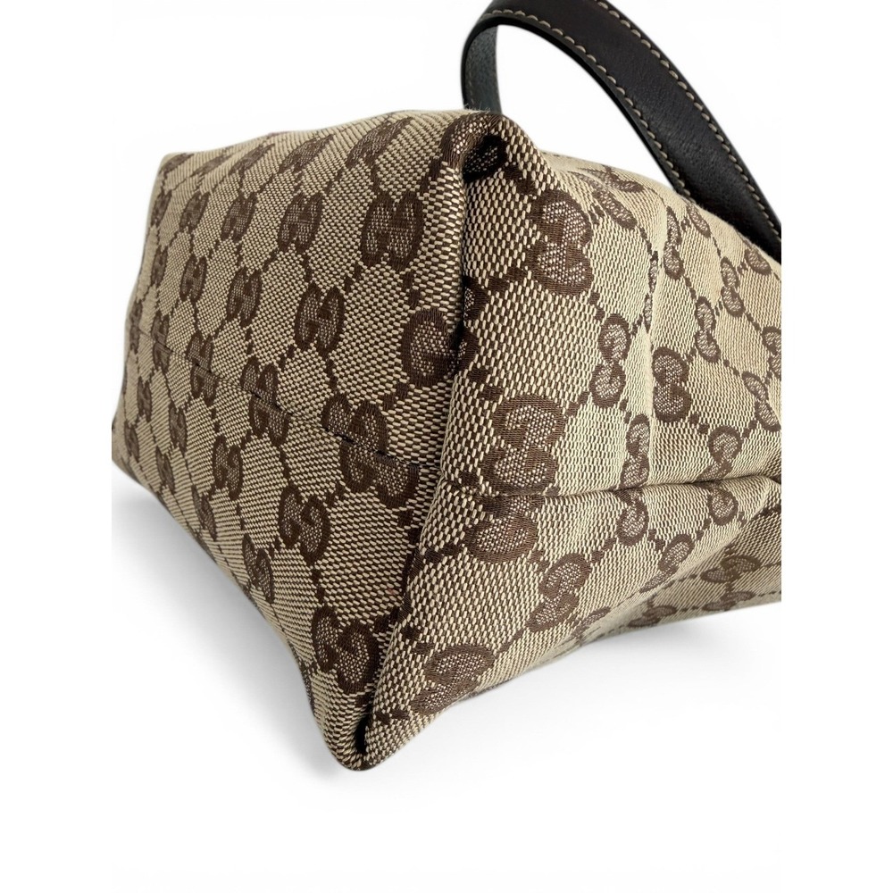 Gucci GG Canvas Mushroom Embroidered Small Tote Brown Leather Italy - Picture 7 of 14